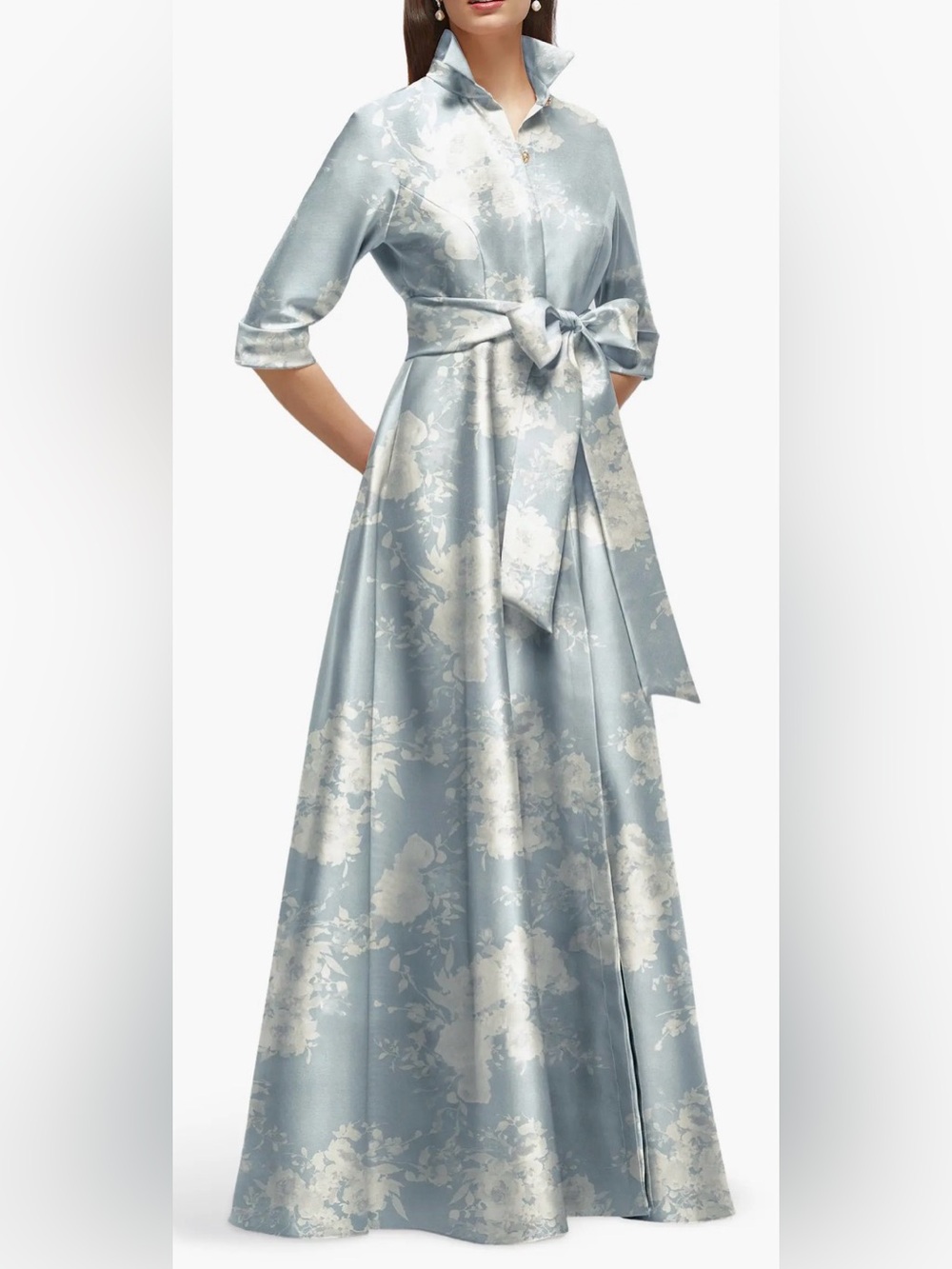 NEW AFTER SIX Floral Satin Twill Blue Seraphina Floral Ballgown Sz XL